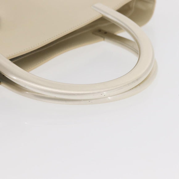 PRADA Hand Bag Leather White Auth 156869
