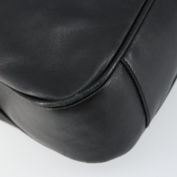 GUCCI Bamboo Hand Bag Leather Black Gold Auth 156870