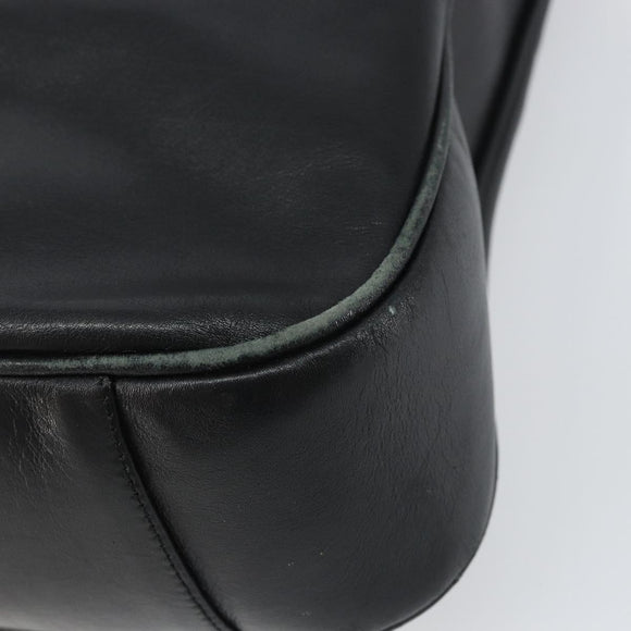 GUCCI Bamboo Hand Bag Leather Black Gold Auth 156870