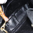 GUCCI Bamboo Hand Bag Leather Black Gold Auth 156870-10