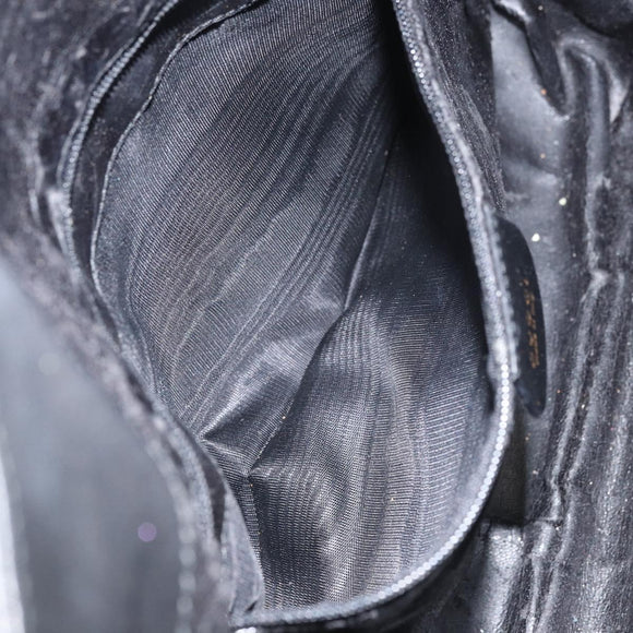 GUCCI Bamboo Hand Bag Leather Black Gold Auth 156870