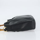 GUCCI Bamboo Hand Bag Leather Black Gold Auth 156870-4
