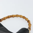 GUCCI Bamboo Hand Bag Leather Black Gold Auth 156870-8