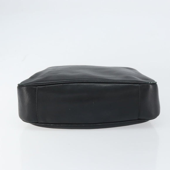 GUCCI Bamboo Hand Bag Leather Black Gold Auth 156870