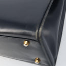 GUCCI Hand Bag Leather Navy Gold Auth 156872-15