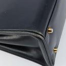 GUCCI Hand Bag Leather Navy Gold Auth 156872-16