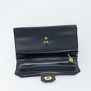 GUCCI Hand Bag Leather Navy Gold Auth 156872-18