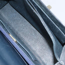 GUCCI Hand Bag Leather Navy Gold Auth 156872-11