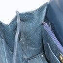 GUCCI Hand Bag Leather Navy Gold Auth 156872-20