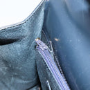 GUCCI Hand Bag Leather Navy Gold Auth 156872-21