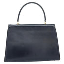 GUCCI Hand Bag Leather Navy Gold Auth 156872-2
