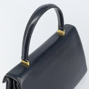 GUCCI Hand Bag Leather Navy Gold Auth 156872-6
