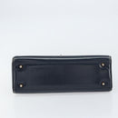 GUCCI Hand Bag Leather Navy Gold Auth 156872-5