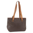CELINE Macadam Canvas Tote Bag PVC Leather Brown Gold Auth 156873-1