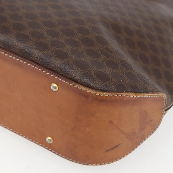 CELINE Macadam Canvas Tote Bag PVC Leather Brown Gold Auth 156873