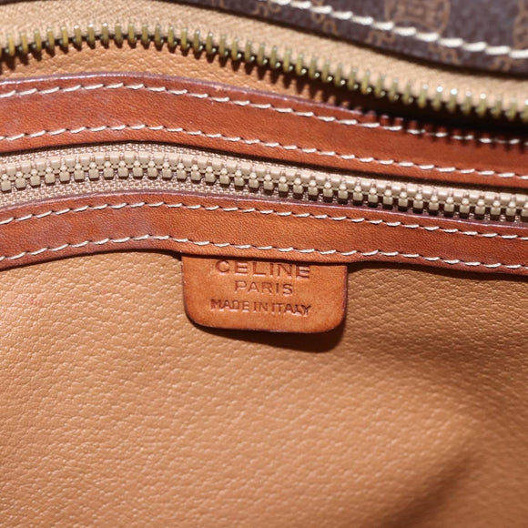 CELINE Macadam Canvas Tote Bag PVC Leather Brown Gold Auth 156873