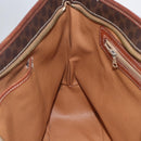 CELINE Macadam Canvas Tote Bag PVC Leather Brown Gold Auth 156873-19