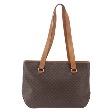 CELINE Macadam Canvas Tote Bag PVC Leather Brown Gold Auth 156873 - 0