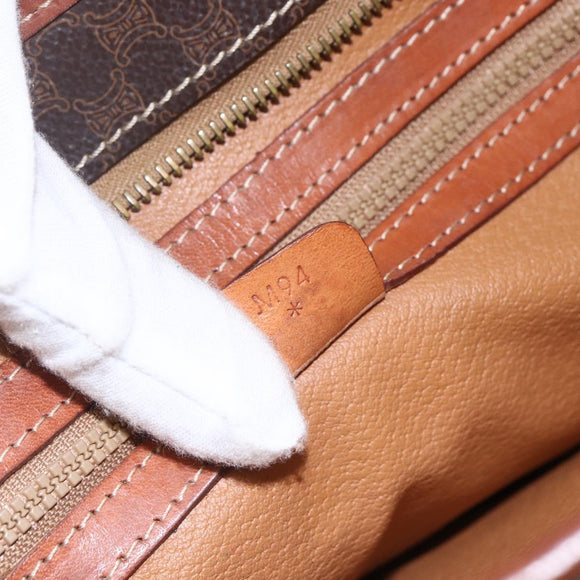 CELINE Macadam Canvas Tote Bag PVC Leather Brown Gold Auth 156873