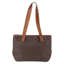 CELINE Macadam Canvas Tote Bag PVC Leather Brown Gold Auth 156873-3