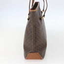 CELINE Macadam Canvas Tote Bag PVC Leather Brown Gold Auth 156873-5