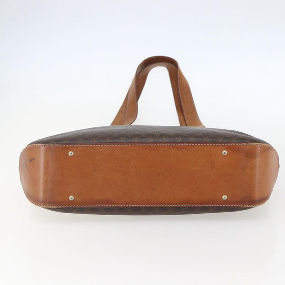 CELINE Macadam Canvas Tote Bag PVC Leather Brown Gold Auth 156873