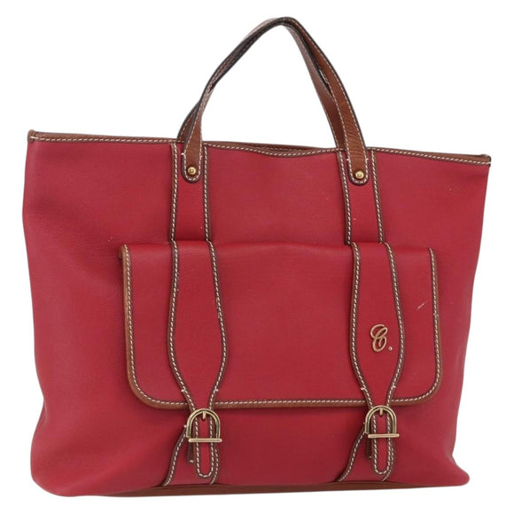 Chloe Tote Bag Leather Red Gold Auth 156874