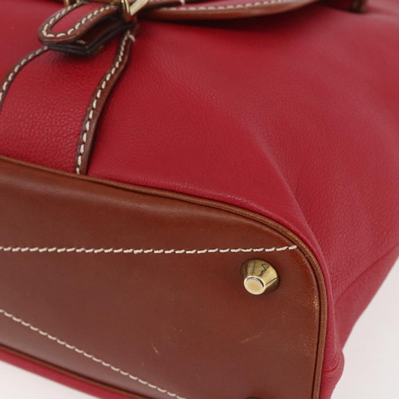 Chloe Tote Bag Leather Red Gold Auth 156874