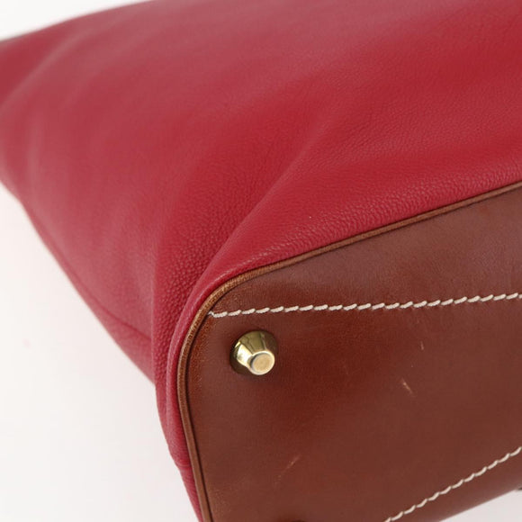 Chloe Tote Bag Leather Red Gold Auth 156874