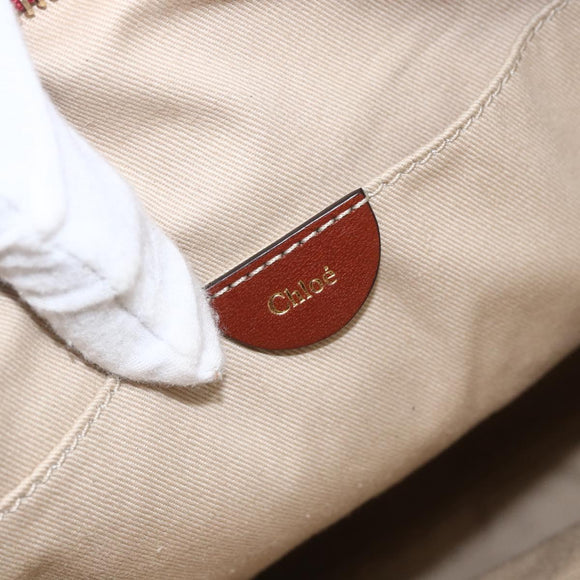 Chloe Tote Bag Leather Red Gold Auth 156874