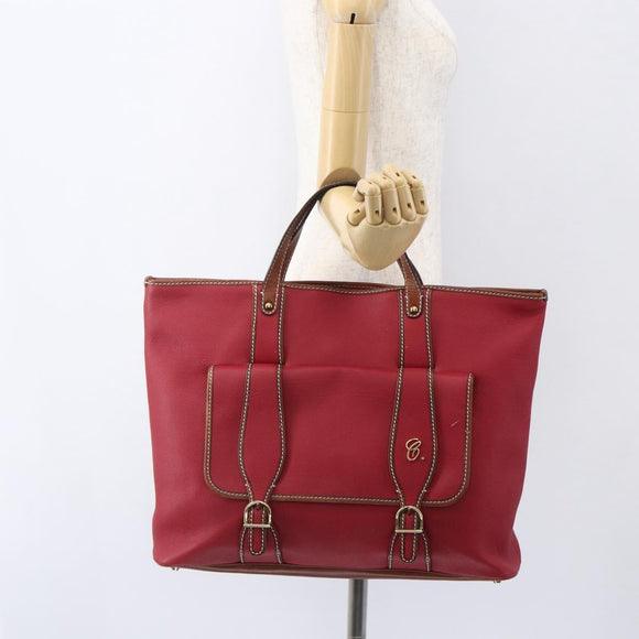Chloe Tote Bag Leather Red Gold Auth 156874