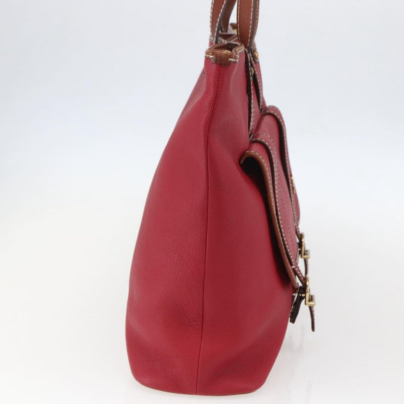 Chloe Tote Bag Leather Red Gold Auth 156874