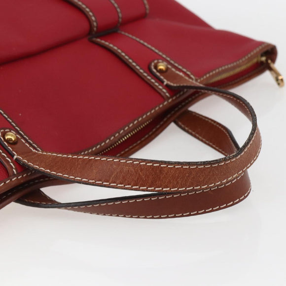 Chloe Tote Bag Leather Red Gold Auth 156874