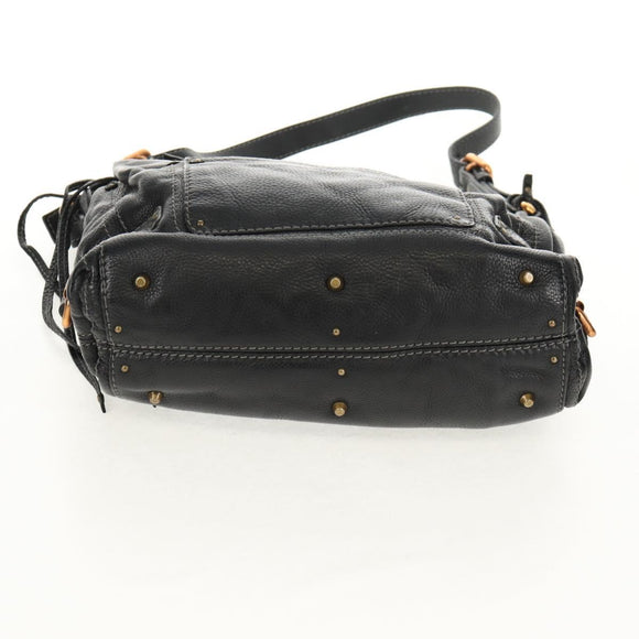 Chloe Paddington Shoulder Bag Leather Black Gold Silver Auth 156875V