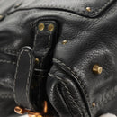 Chloe Paddington Shoulder Bag Leather Black Gold Silver Auth 156875V-13