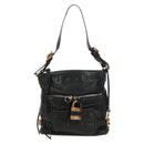 Chloe Paddington Shoulder Bag Leather Black Gold Silver Auth 156875V-2