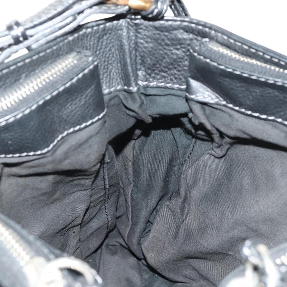 Chloe Paddington Shoulder Bag Leather Black Gold Silver Auth 156875V