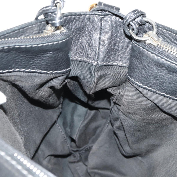 Chloe Paddington Shoulder Bag Leather Black Gold Silver Auth 156875V