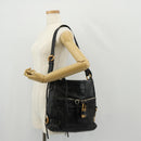 Chloe Paddington Shoulder Bag Leather Black Gold Silver Auth 156875V-28