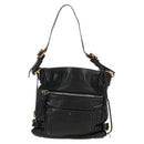 Chloe Paddington Shoulder Bag Leather Black Gold Silver Auth 156875V-3