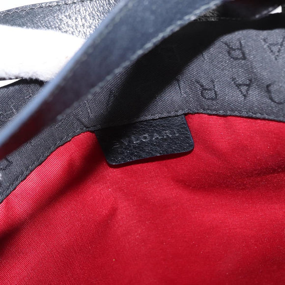 BVLGARI Logo Mania Tote Bag Canvas Black Silver Auth 156876