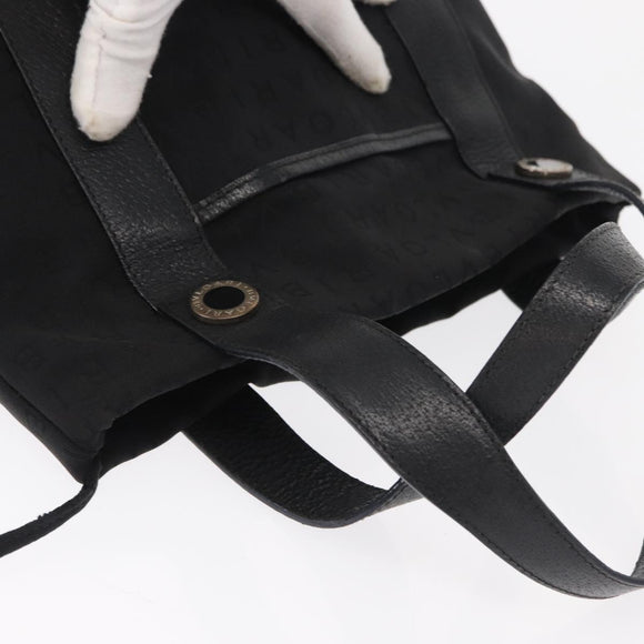 BVLGARI Logo Mania Tote Bag Canvas Black Silver Auth 156876