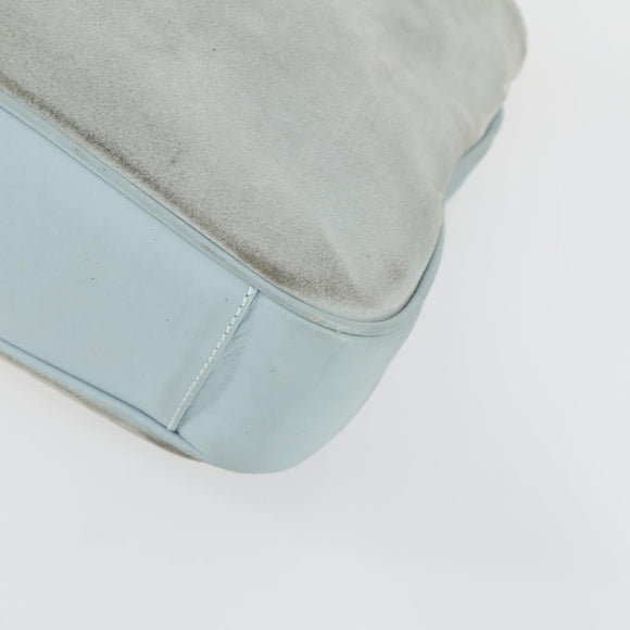 GUCCI Bamboo Hand Bag Suede 2way Light Blue Gold 001 1638 2615 Auth 156879