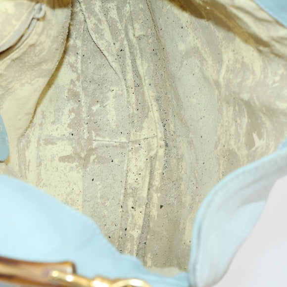 GUCCI Bamboo Hand Bag Suede 2way Light Blue Gold 001 1638 2615 Auth 156879