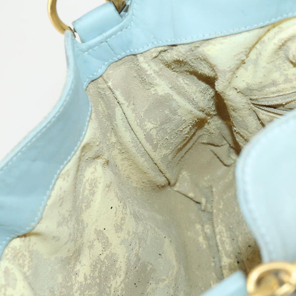 GUCCI Bamboo Hand Bag Suede 2way Light Blue Gold 001 1638 2615 Auth 156879