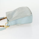 GUCCI Bamboo Hand Bag Suede 2way Light Blue Gold 001 1638 2615 Auth 156879-4