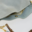 GUCCI Bamboo Hand Bag Suede 2way Light Blue Gold 001 1638 2615 Auth 156879-6