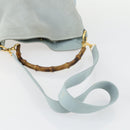 GUCCI Bamboo Hand Bag Suede 2way Light Blue Gold 001 1638 2615 Auth 156879-7