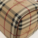 BURBERRY Nova Check Boston Bag PVC Leather Beige Gold Auth 156880V-11