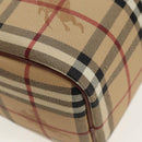 BURBERRY Nova Check Boston Bag PVC Leather Beige Gold Auth 156880V-12